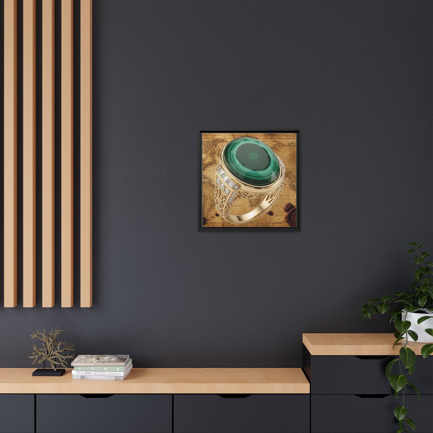 Banded Malachite Ring Framed Canvas