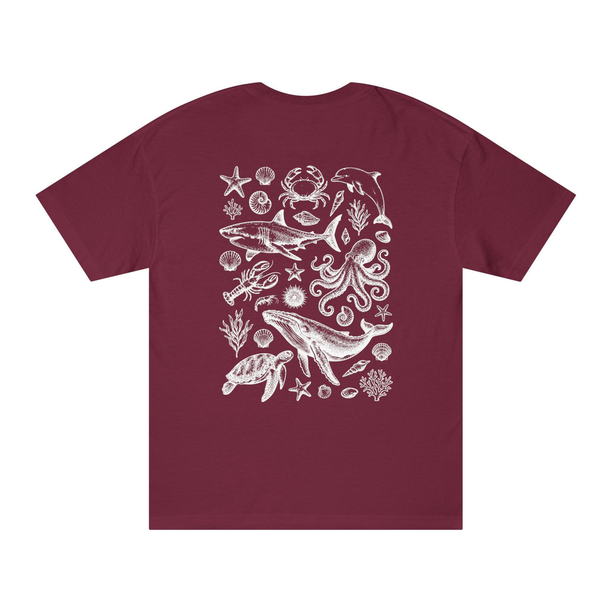 Ocean Wildlife Line Art Back Print Women’s Tee