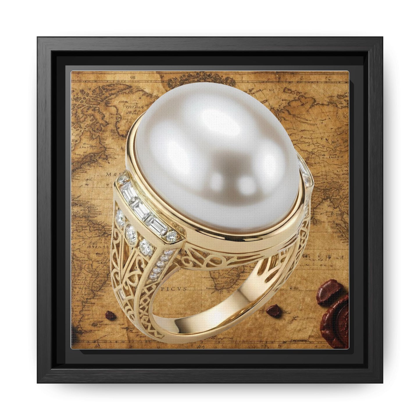 Oval Pearl Ring Framed Canvas