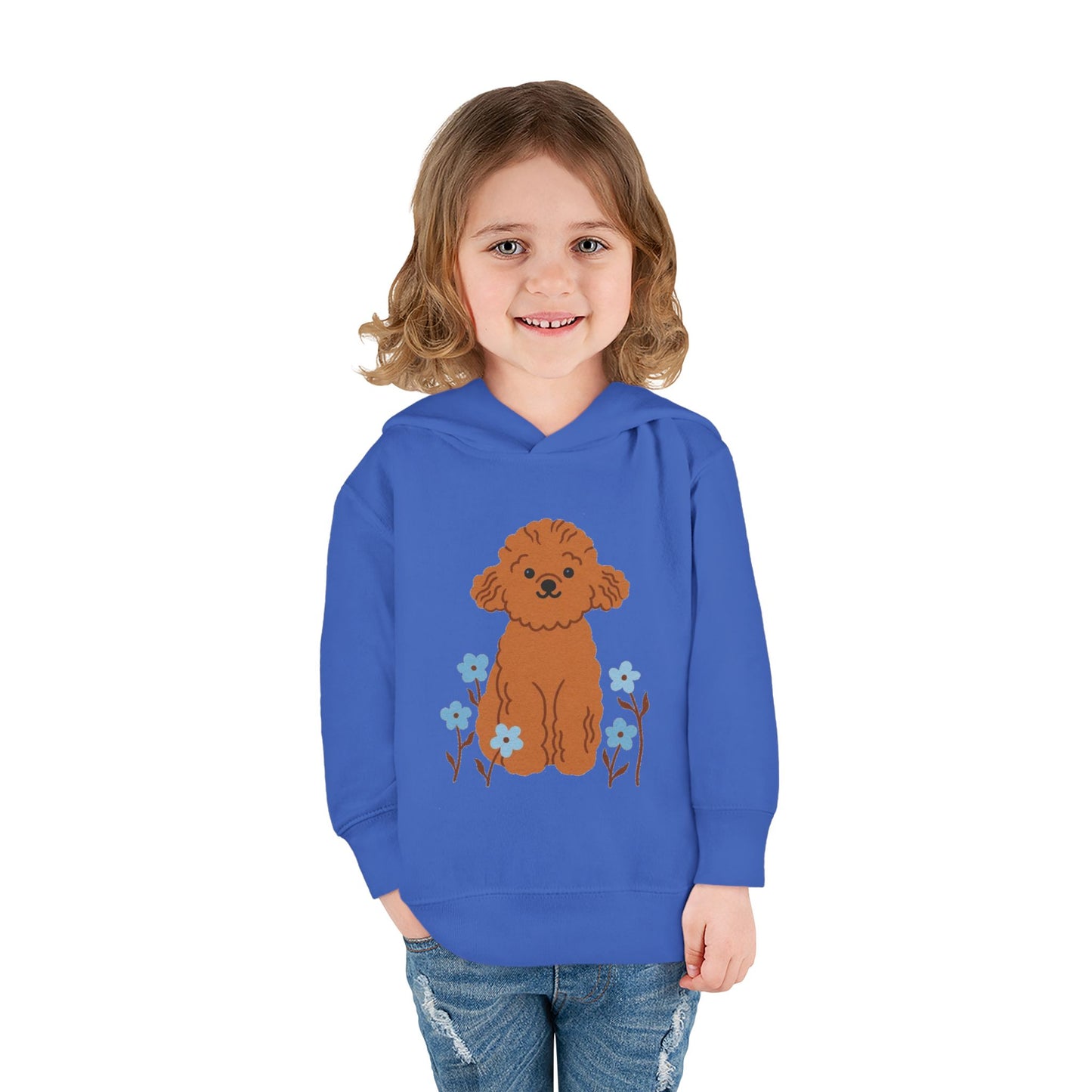 Curly Puppy and Wildflowers Toddler Hoodie