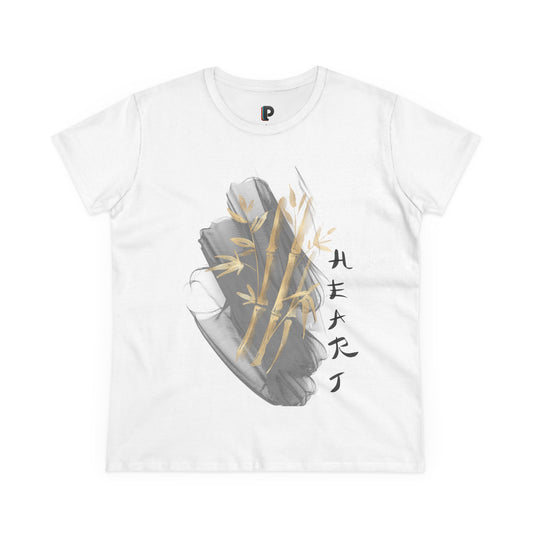 Golden Bamboo Ink Brush Front Print Women’s Tee