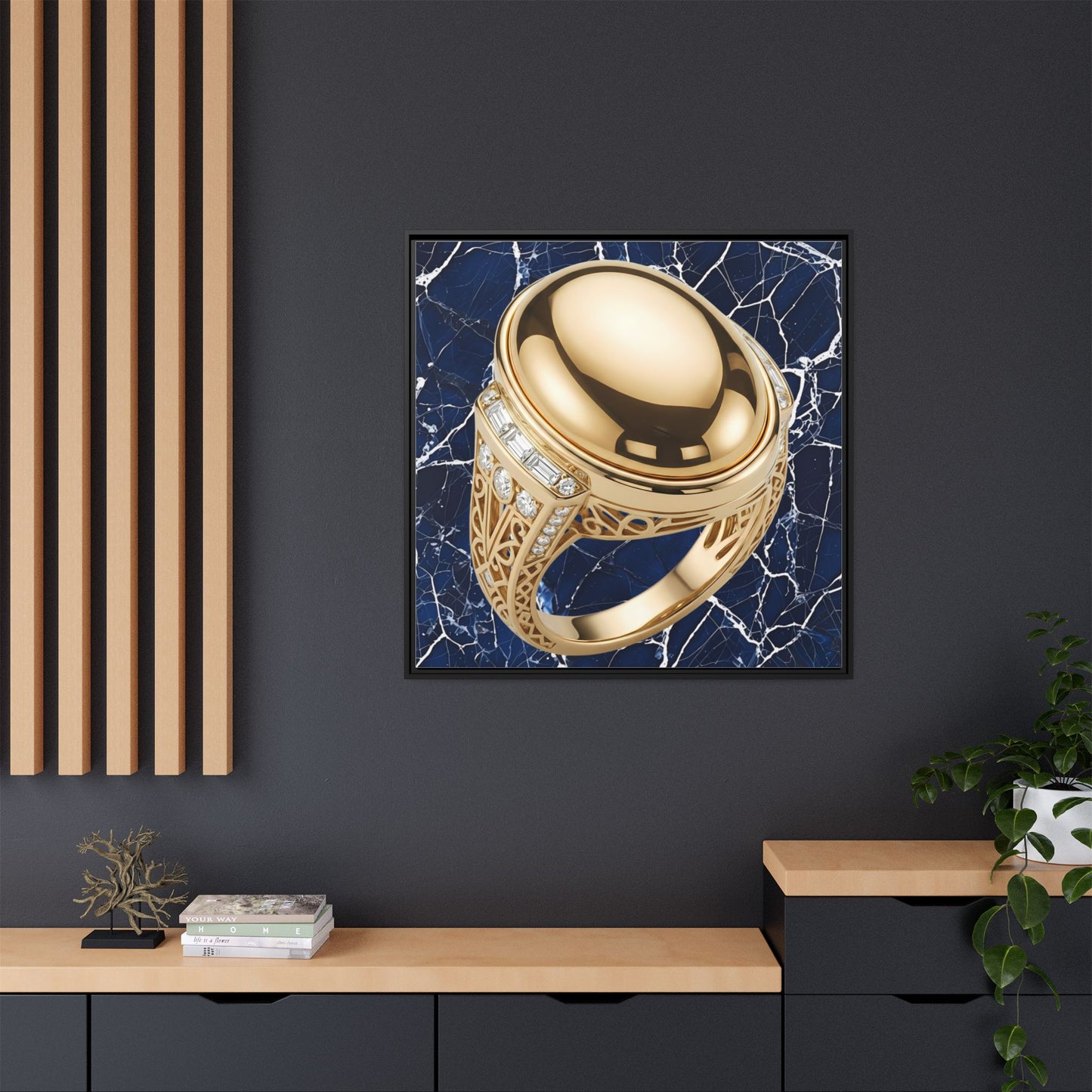 Gilded Cabochon Cobalt Canvas