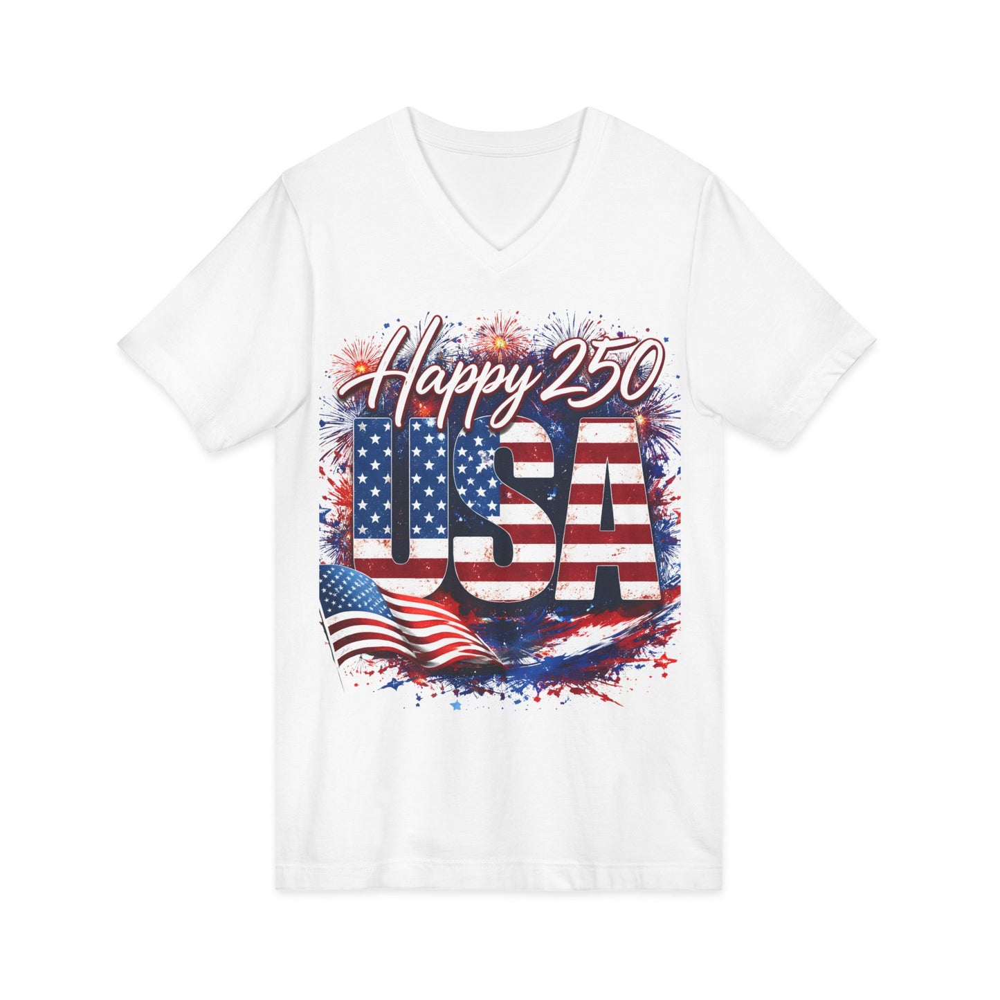 Happy 250 USA V-Neck T-Shirt