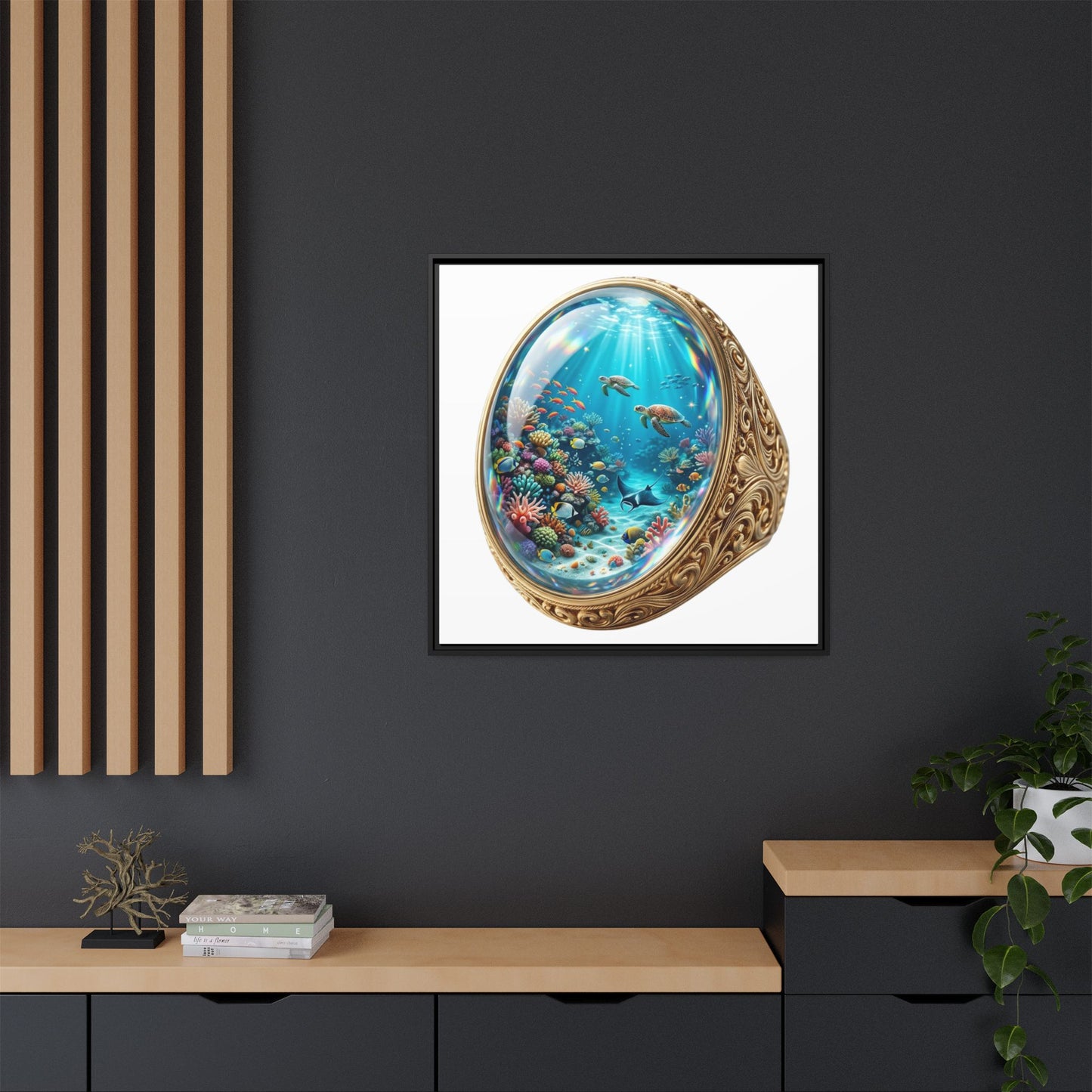 Coral Locket Framed Art