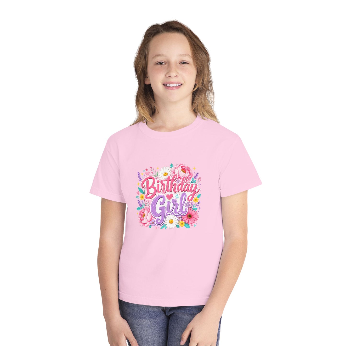 Birthday Girl Floral Youth T-Shirt