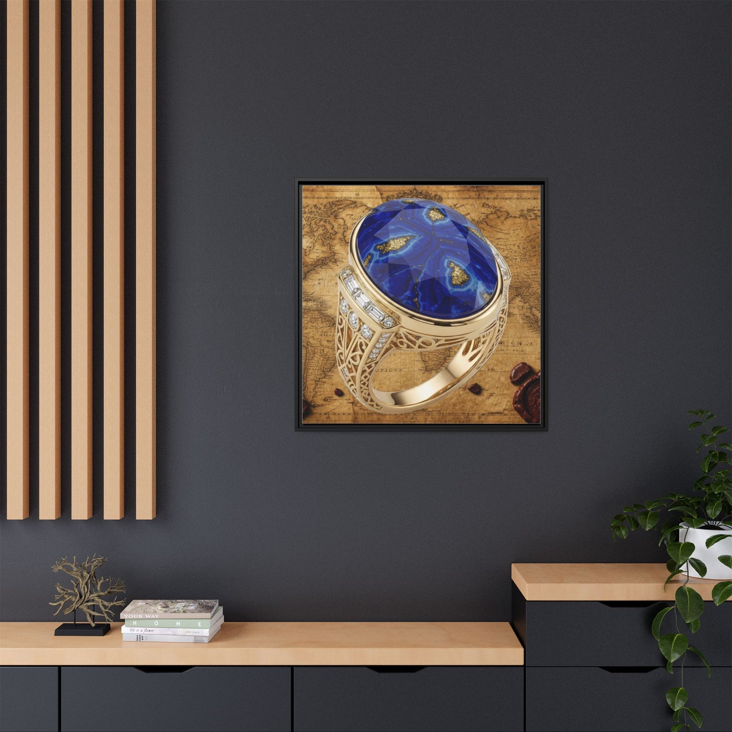 Lapis Lazuli Statement Ring Framed Canvas