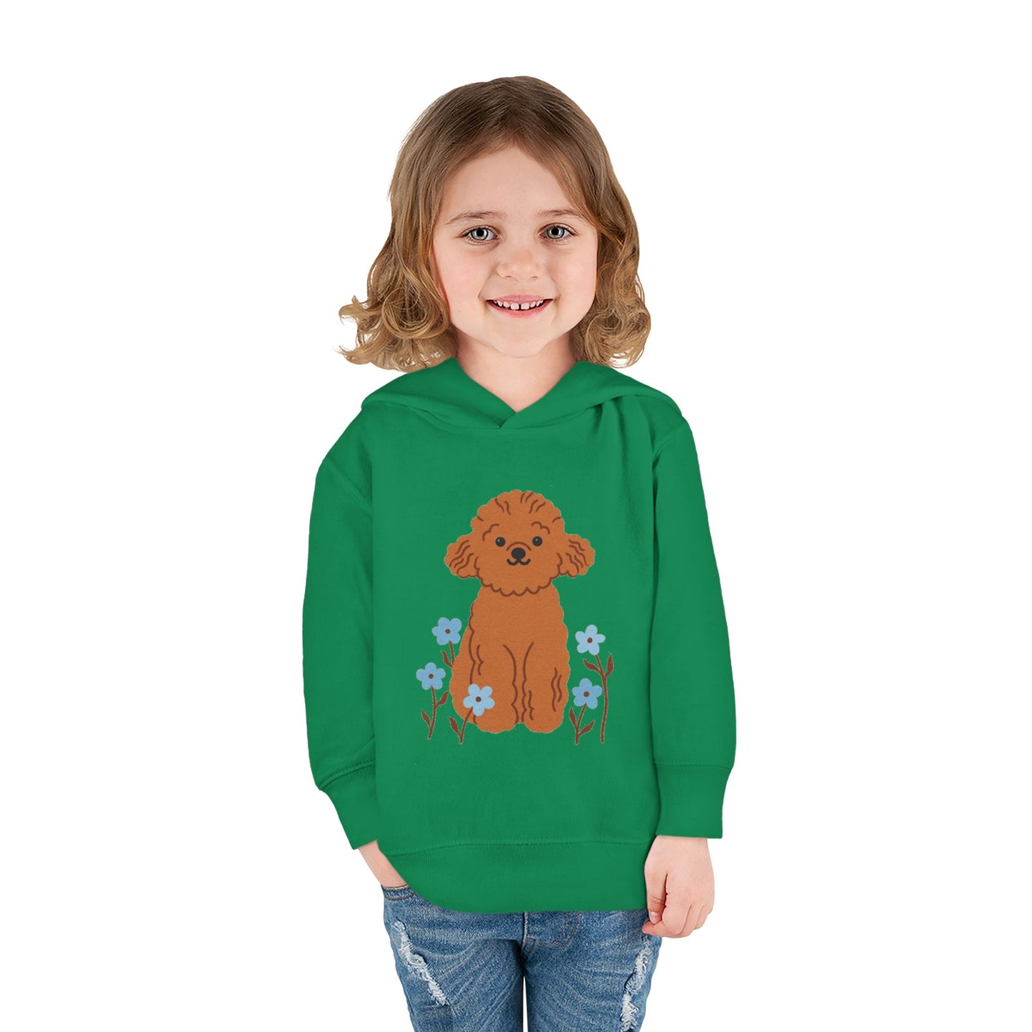 Curly Puppy and Wildflowers Toddler Hoodie