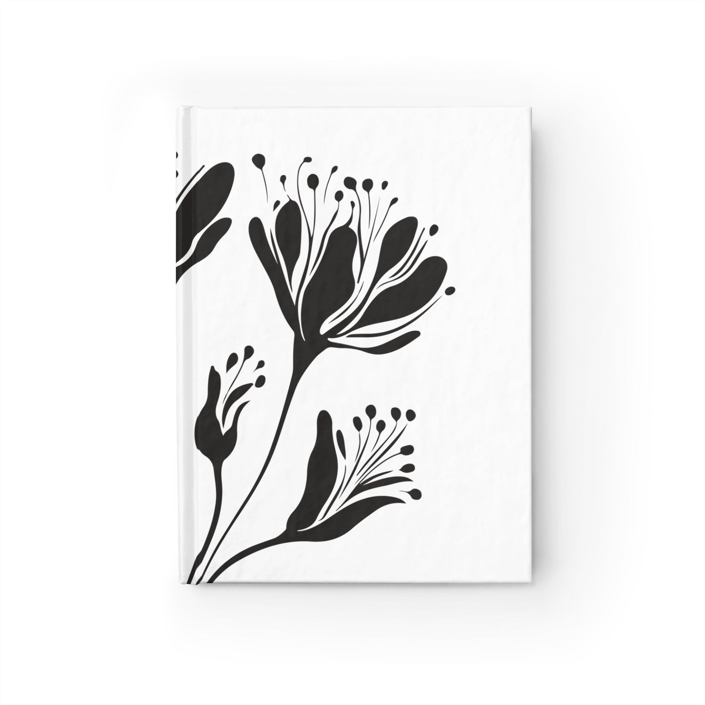 Minimal Black Floral Ruled Notebook