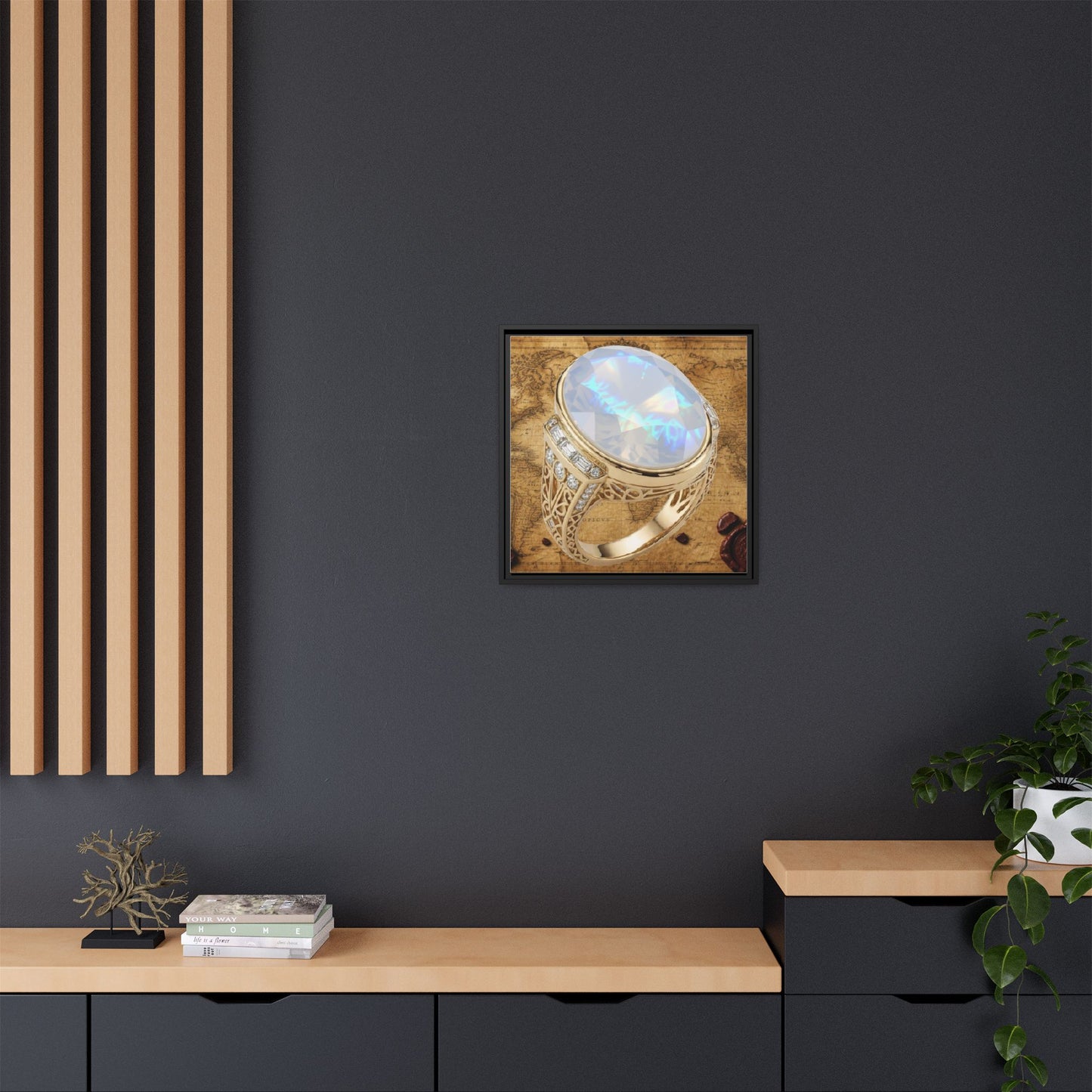 Moonstone Lightplay Ring Framed Canvas