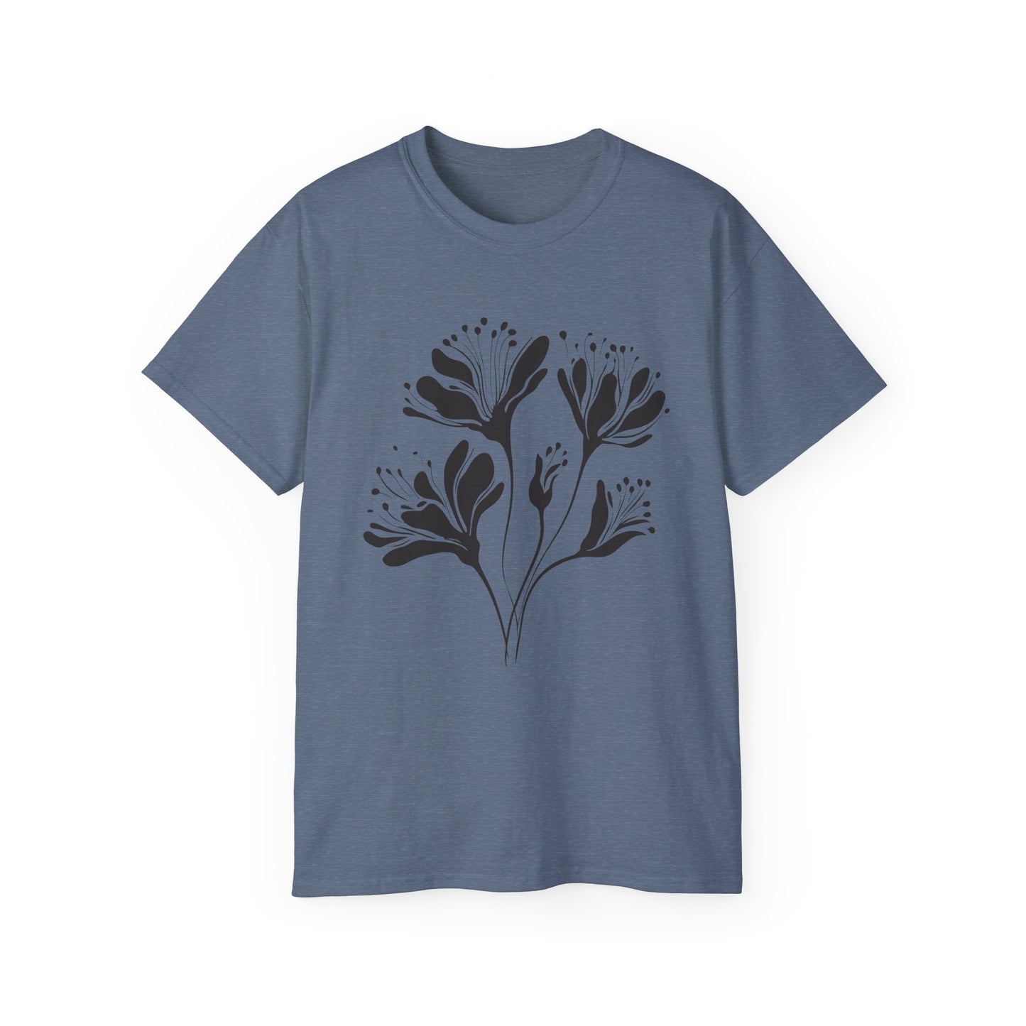 Minimal Black Floral Cotton Tee