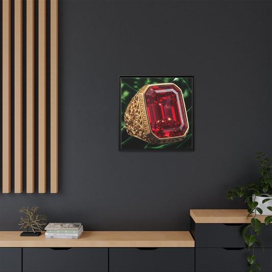 Emerald-Cut Ruby Geometric Ring Framed Canvas