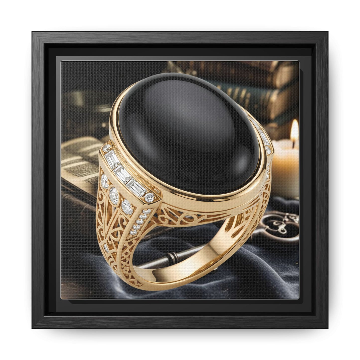 Midnight Onyx Ring Framed Canvas