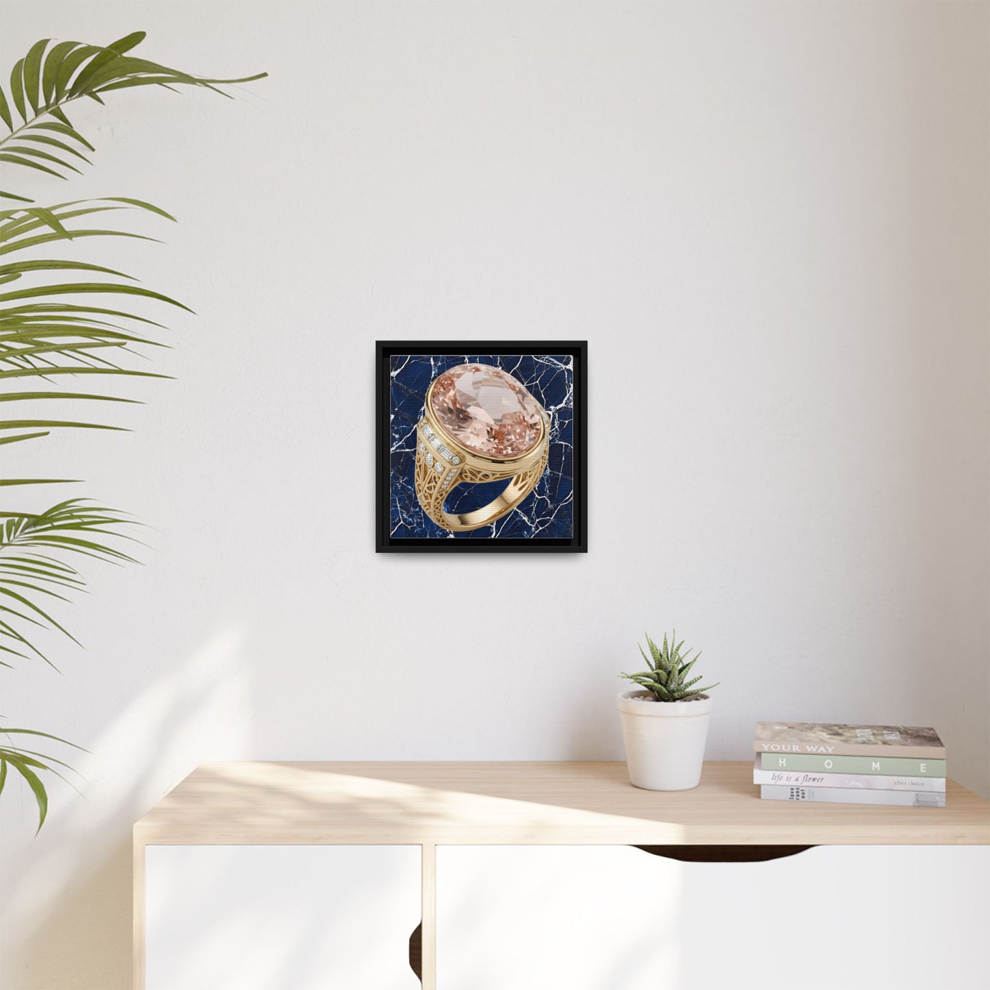 Morganite Ring with Marble Veins Framed Canvas