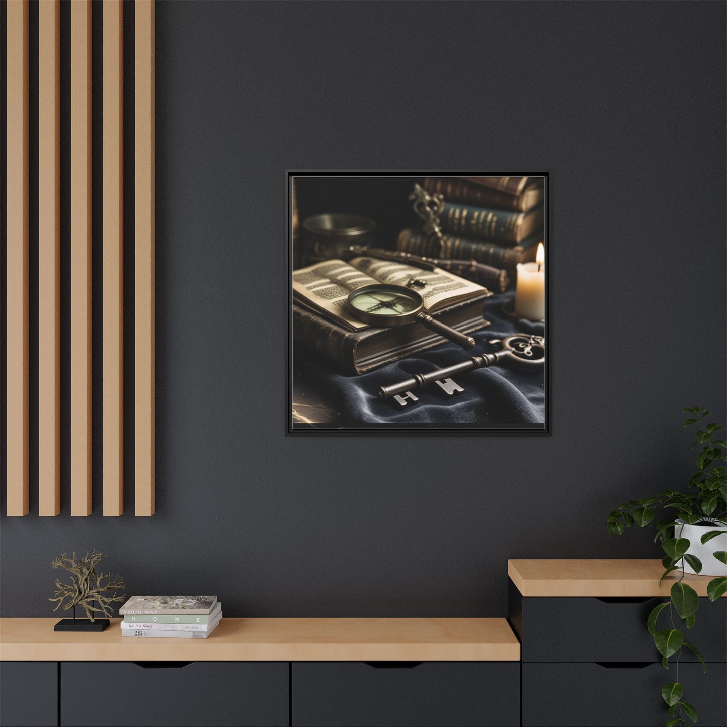 Vintage Detective Still Life Framed Canvas