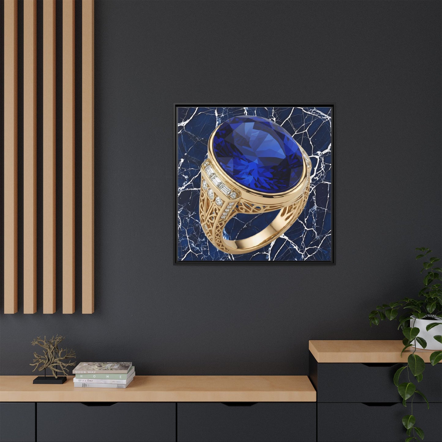 Faceted Sapphire Jewellery Framed Canvas