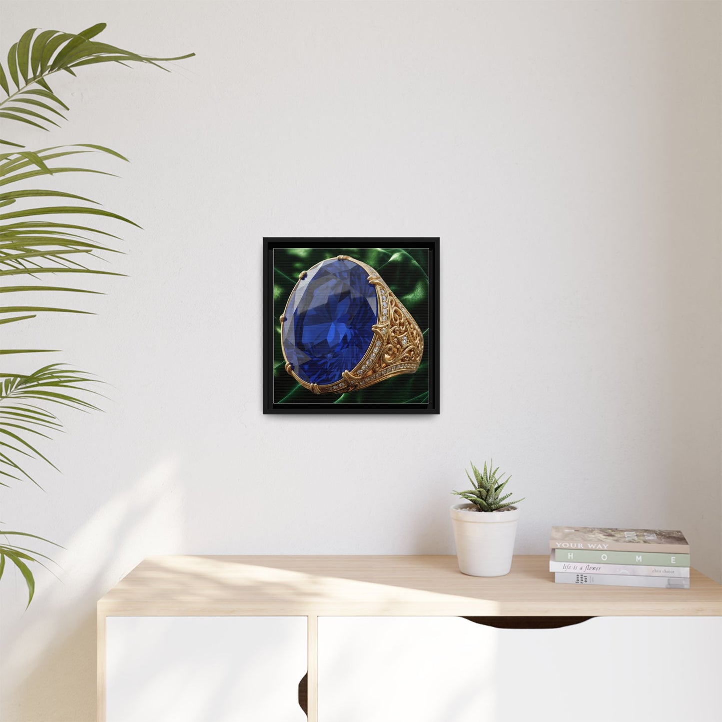 Sapphire Jewellery in Sculpted Setting Framed Canvas