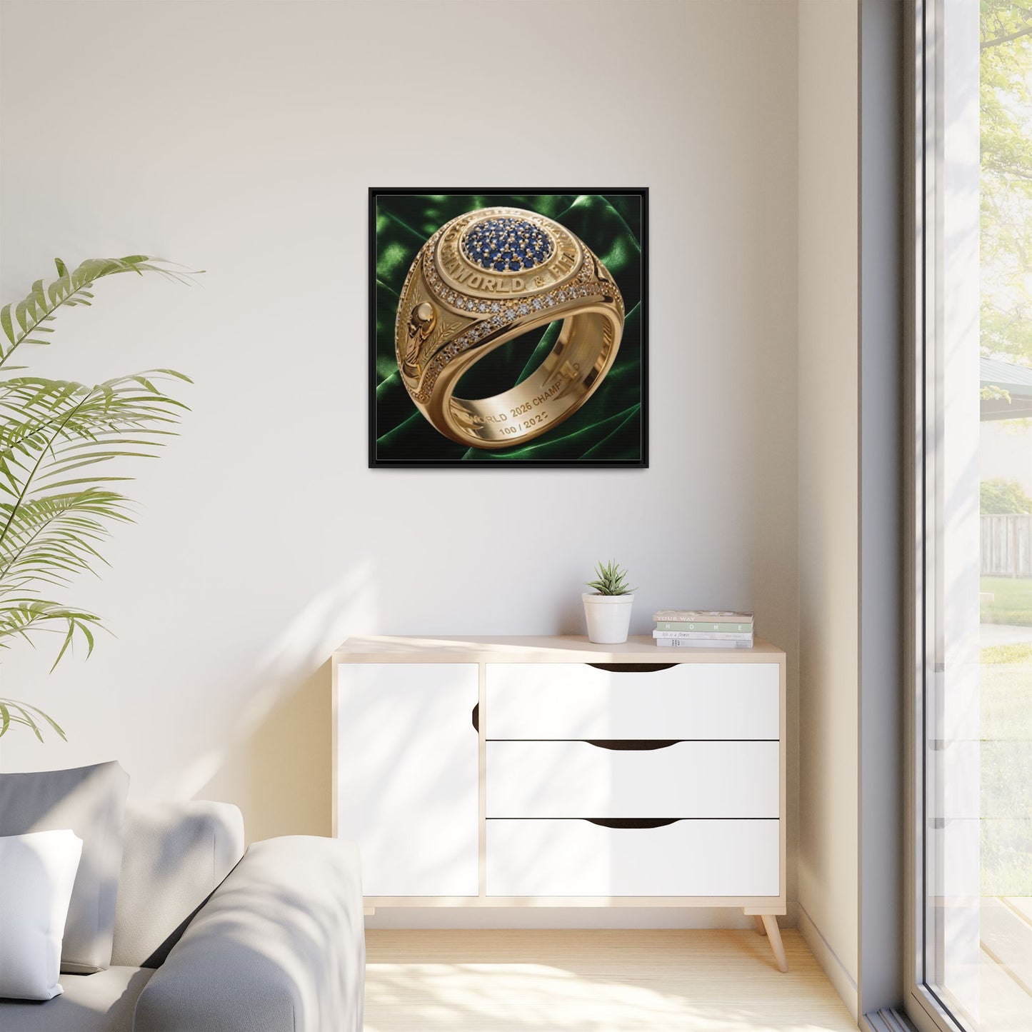 Emerald Velvet 2026 Football Legacy Ring Framed Canvas