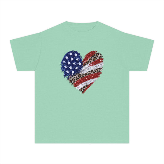Distressed American Flag Heart Youth T-Shirt