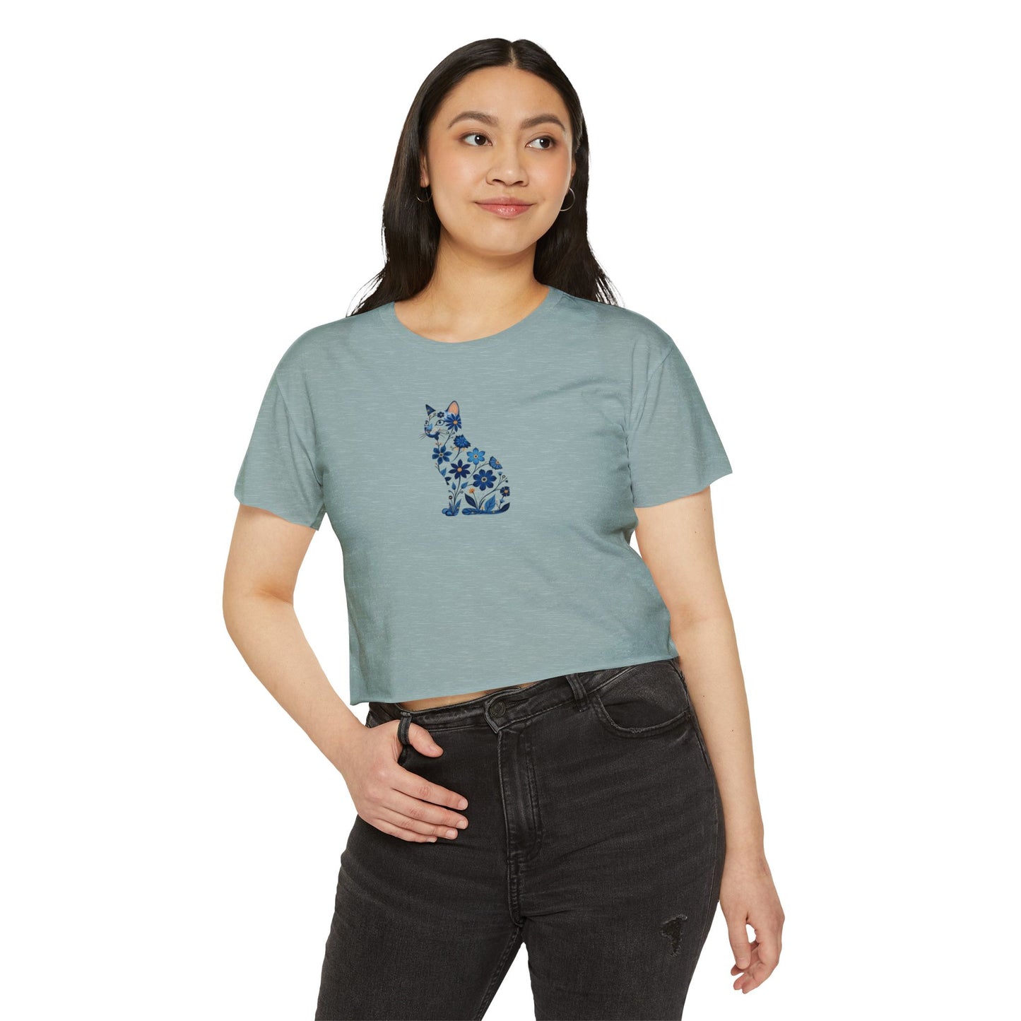 Botanical Cat Silhouette Boxy Tee