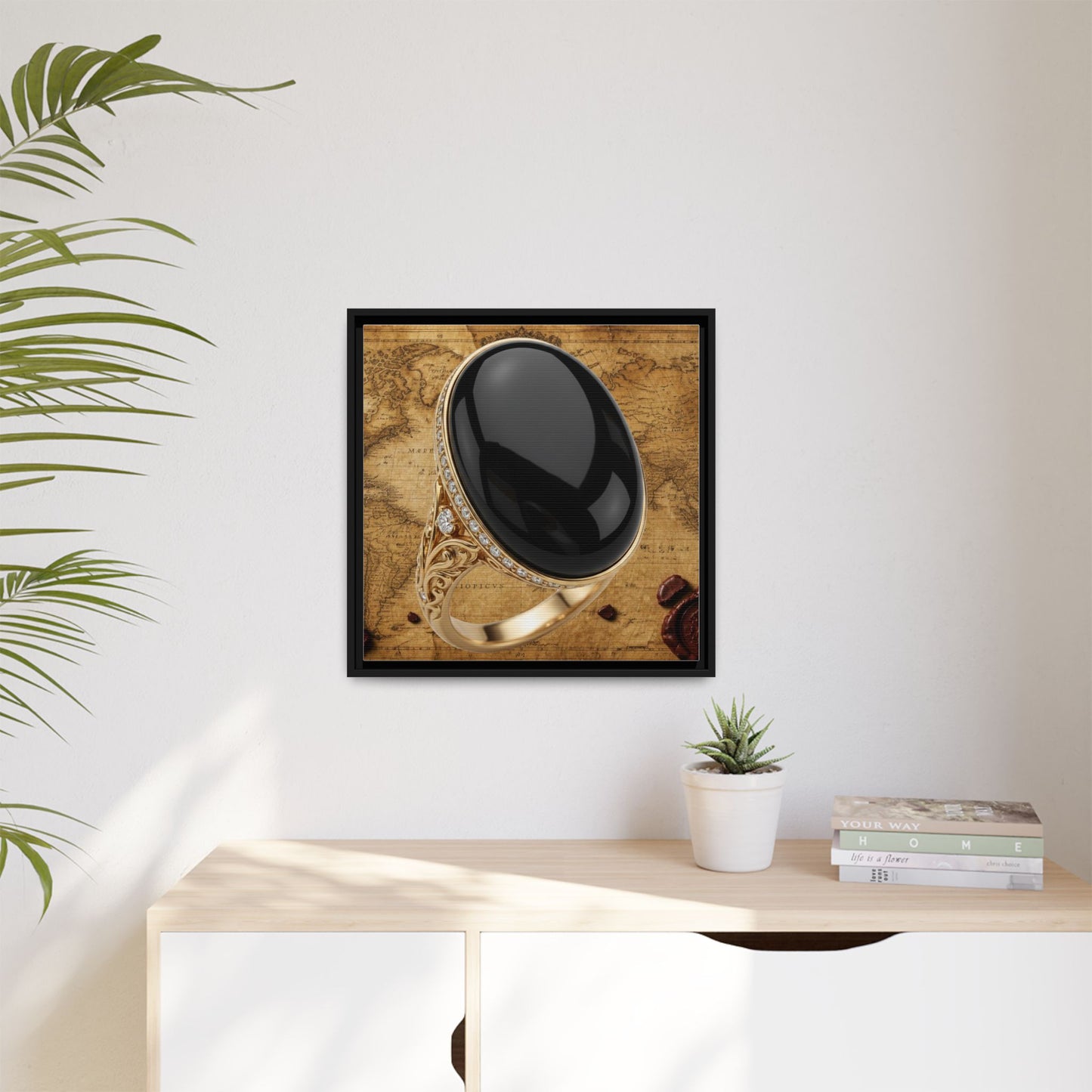 Onyx Cabochon Ring Framed Canvas