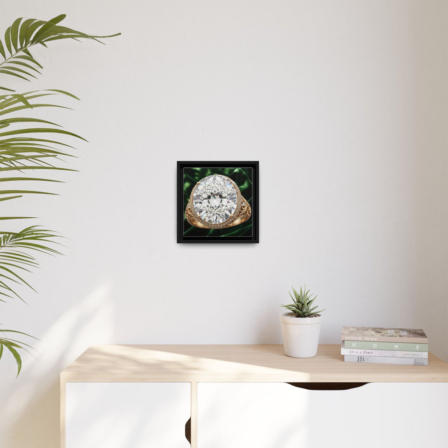 Brilliant Diamond Halo Ring Framed Canvas Art