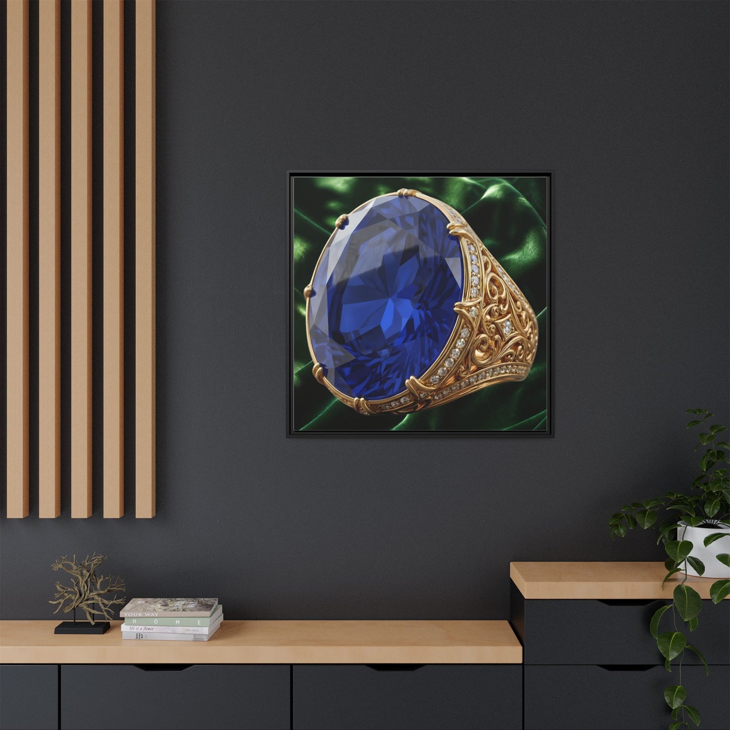 Sapphire Jewellery in Sculpted Setting Framed Canvas