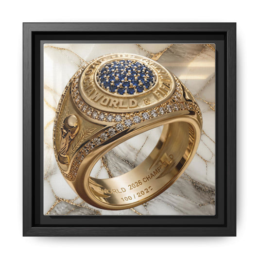 2026 Football Ring Veined Marble Framed Canvas
