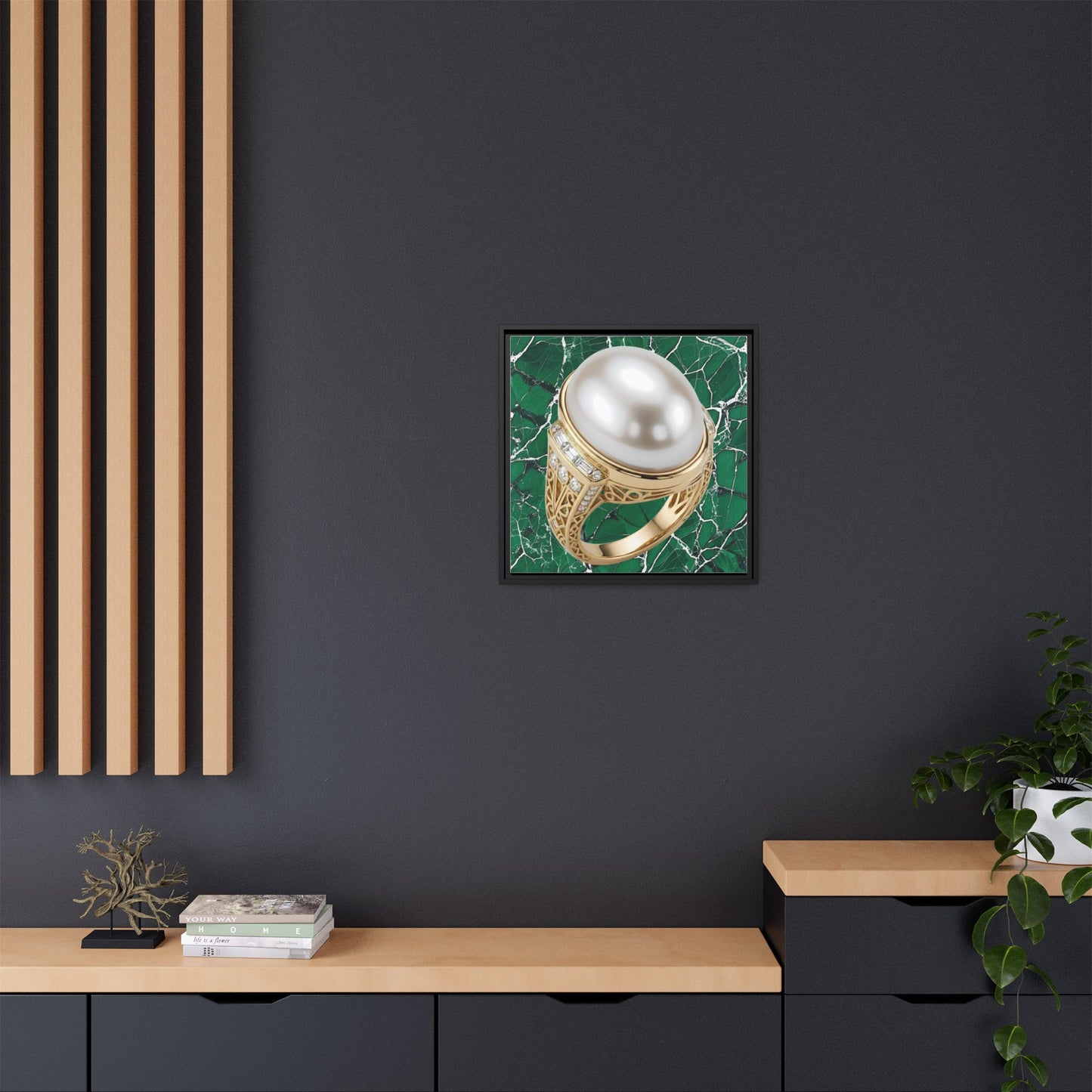 Pearl Ring Close-Up Framed Canvas