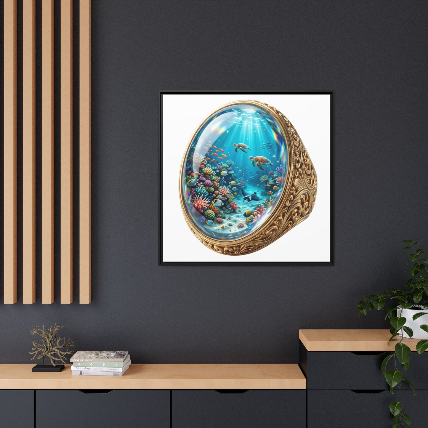 Coral Locket Framed Art