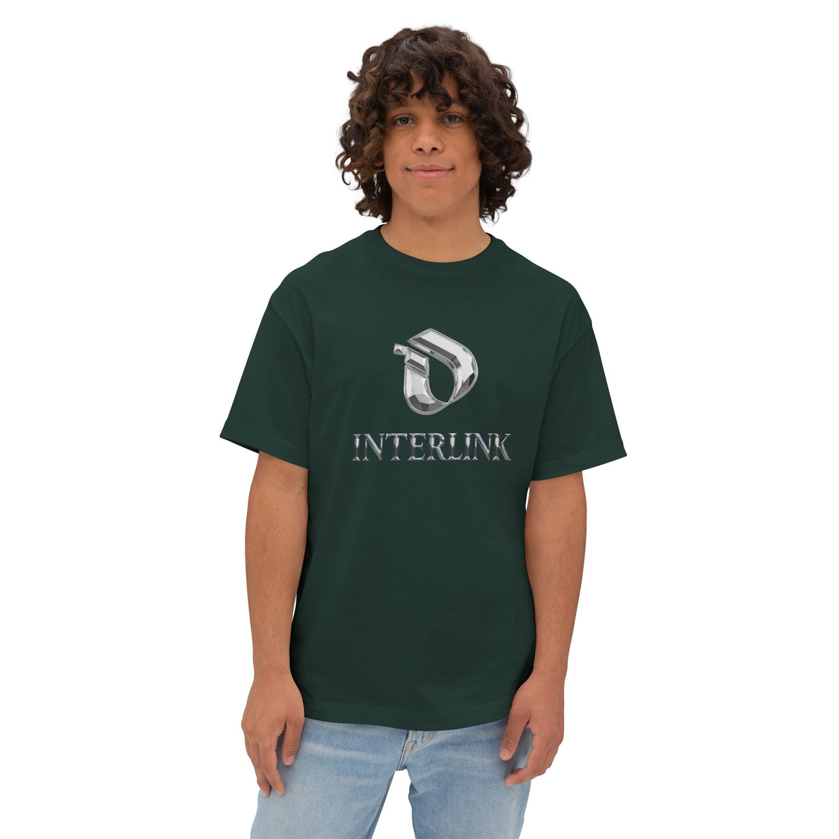 Silver Chrome Interlink Front Emblem Boxy Cotton Tee