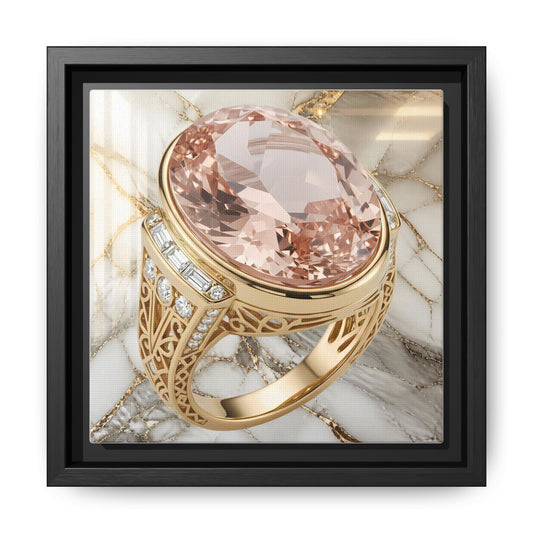 Morganite Ring on Marble Framed Canvas