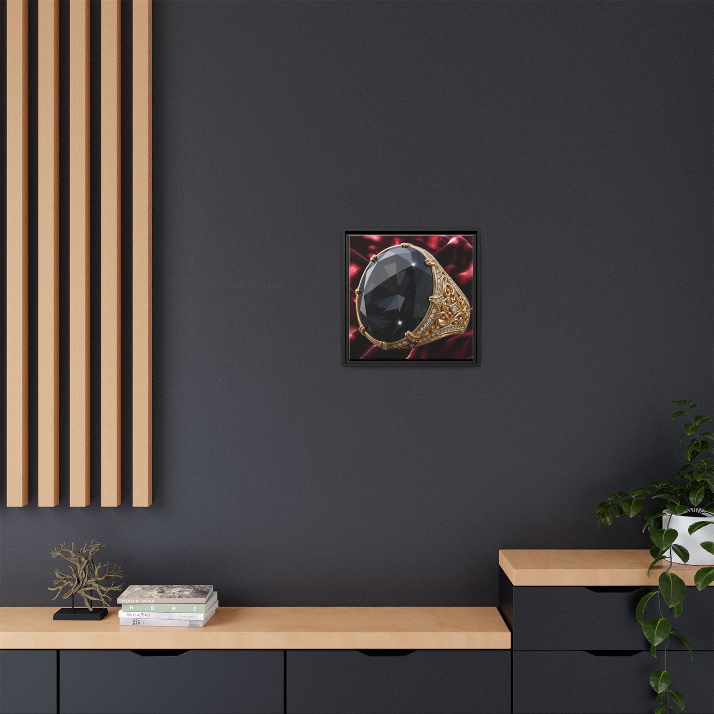 Black Diamond Crimson Satin Canvas