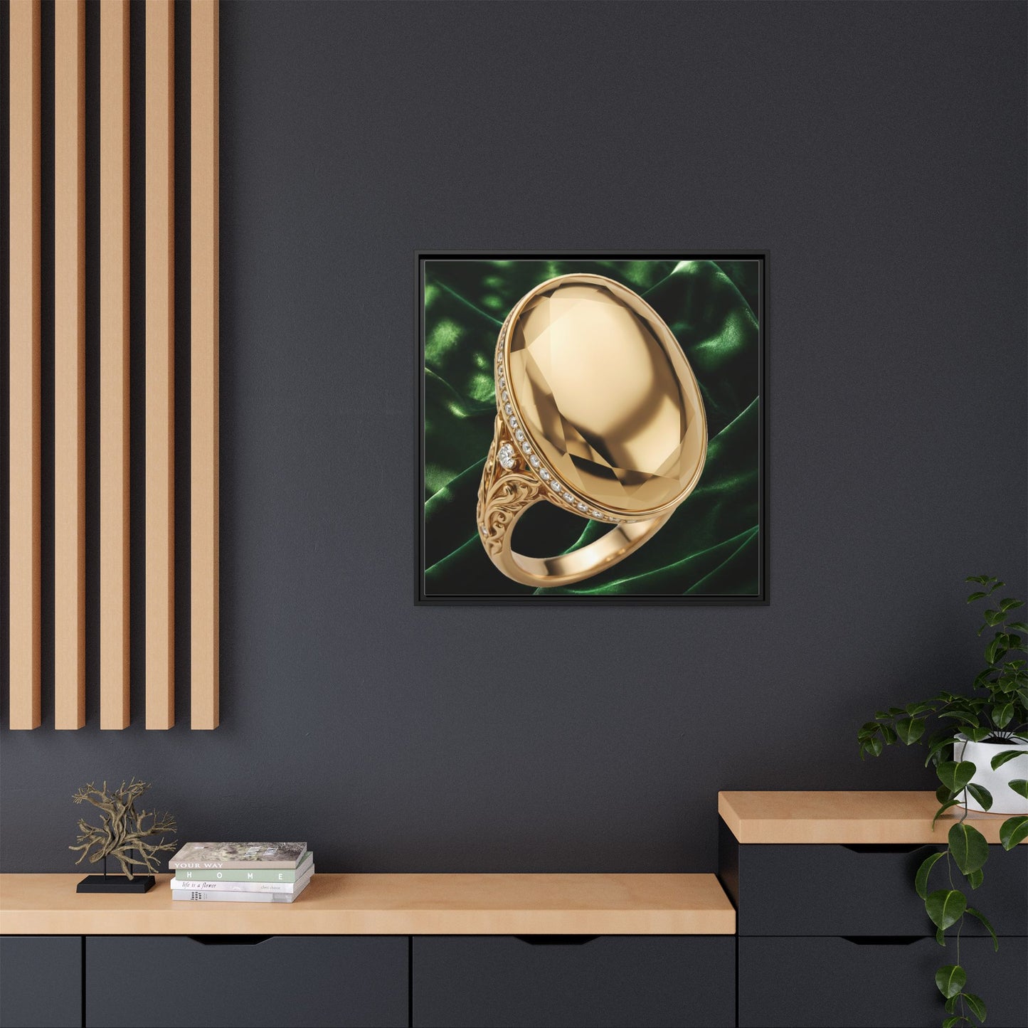 Sovereign Gold Oval Ring Framed Canvas