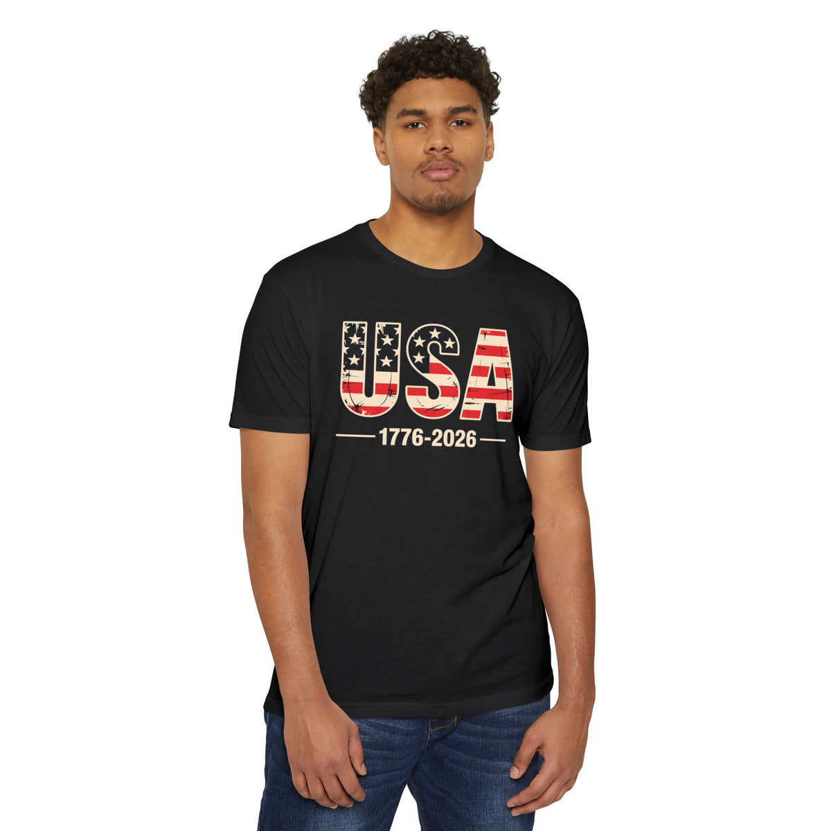 USA 1776-2026 Patriotic Flag Graphic T-Shirt