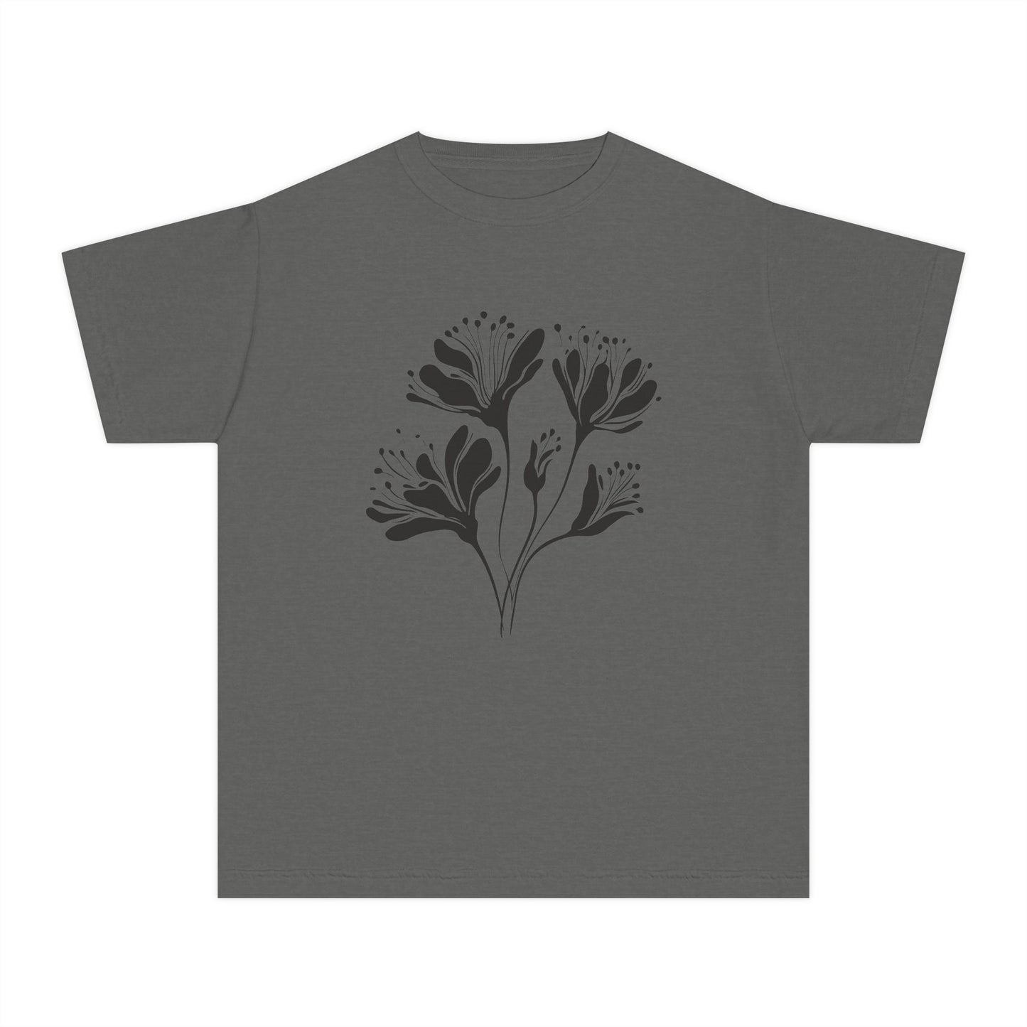 Youth Minimal Black Floral Tee