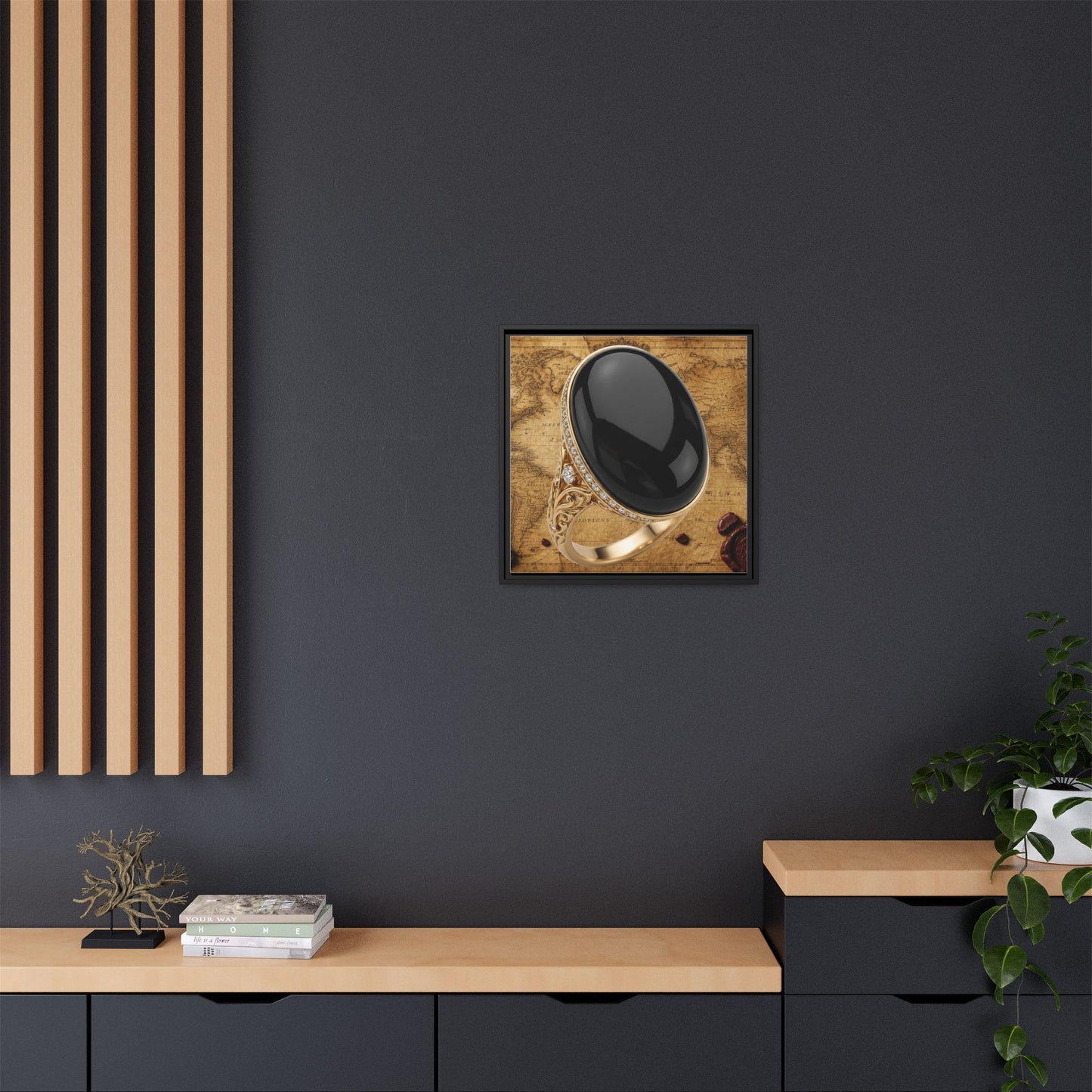Onyx Cabochon Ring Framed Canvas