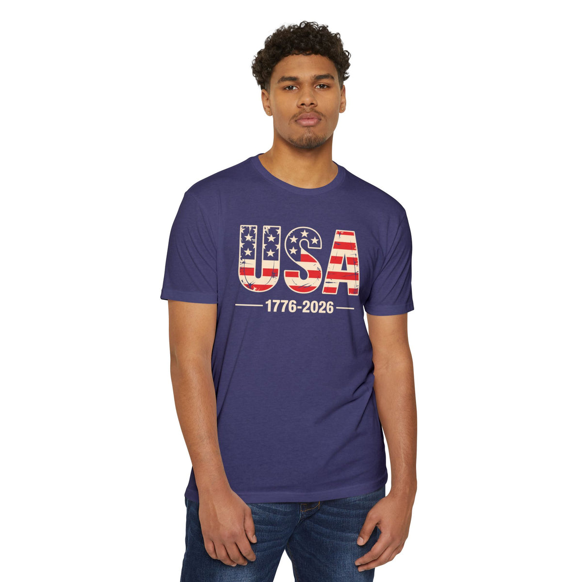 USA 1776-2026 Patriotic Flag Graphic T-Shirt