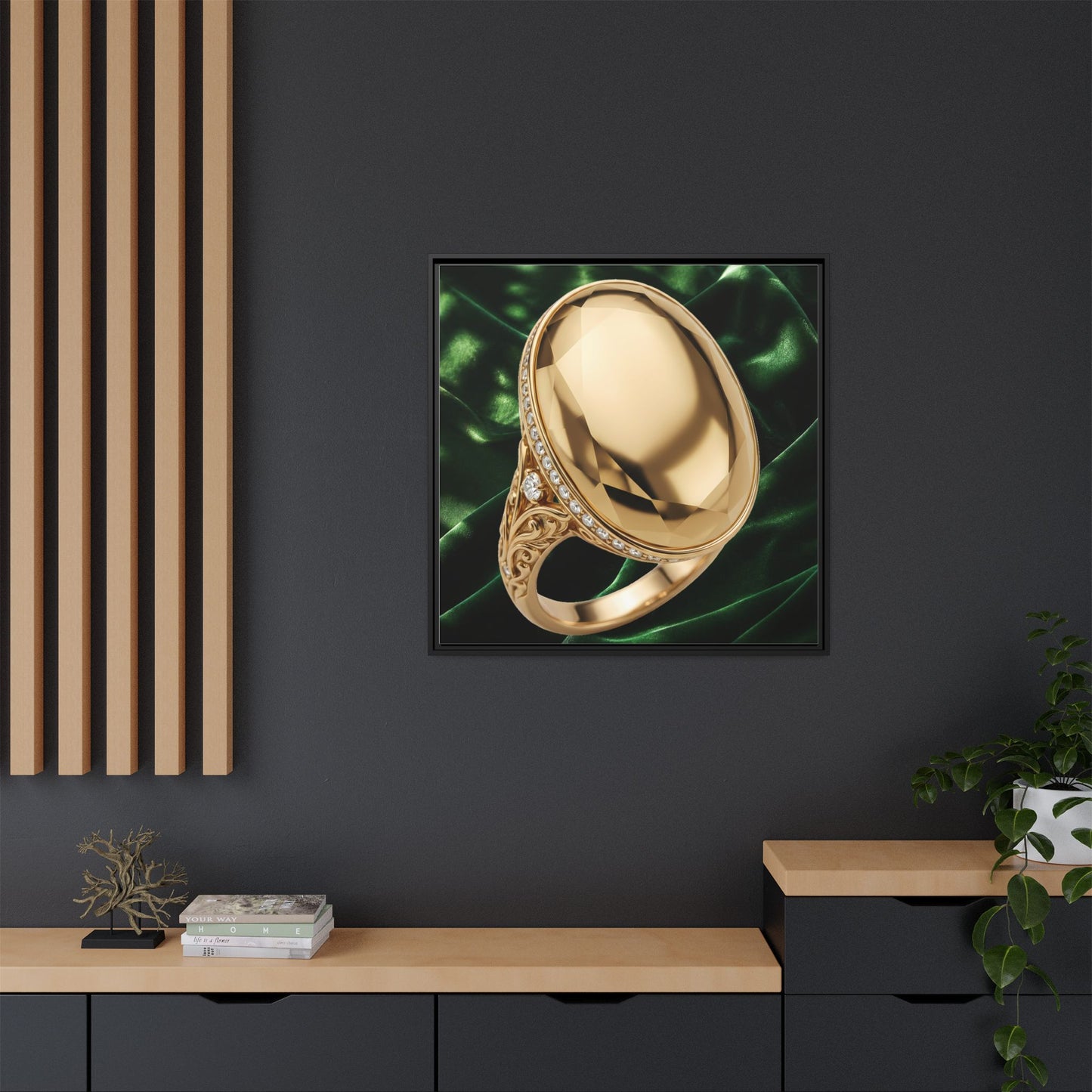 Sovereign Gold Oval Ring Framed Canvas