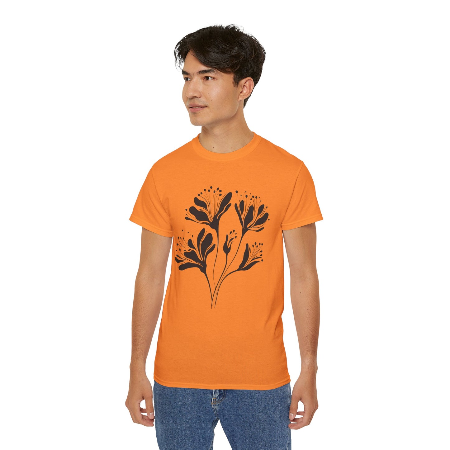 Minimal Black Floral Cotton Tee