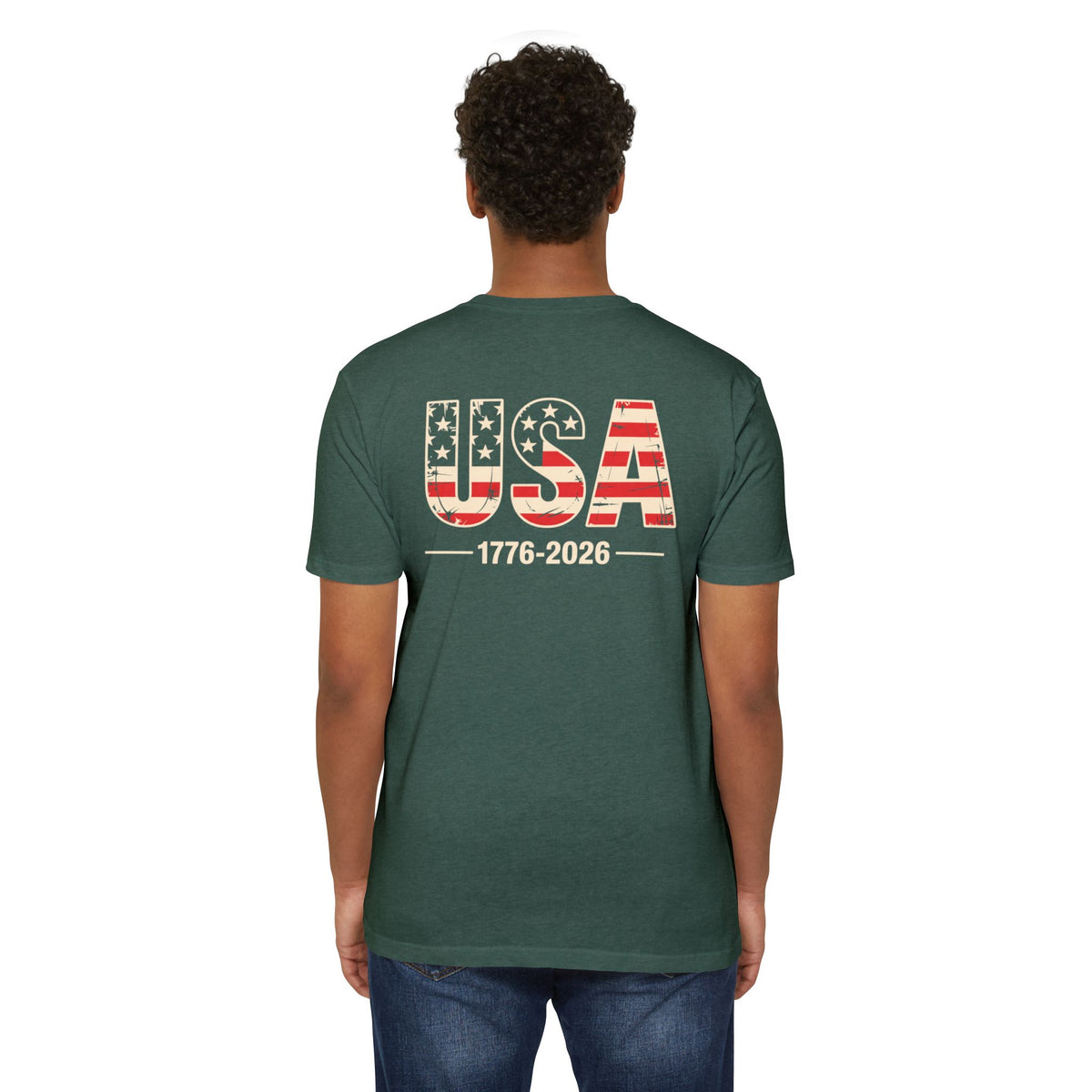 USA 1776-2026 Patriotic Flag Graphic T-Shirt