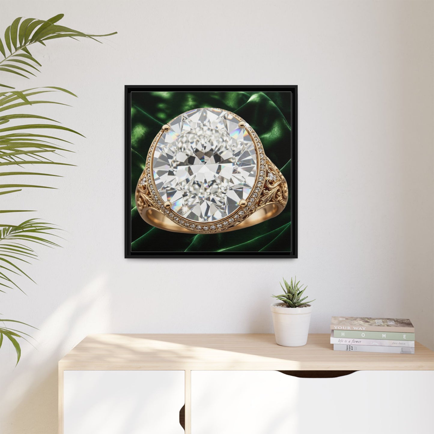 Brilliant Diamond Halo Ring Framed Canvas Art
