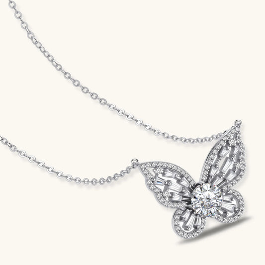 Radiant Butterfly Moissanite Necklace