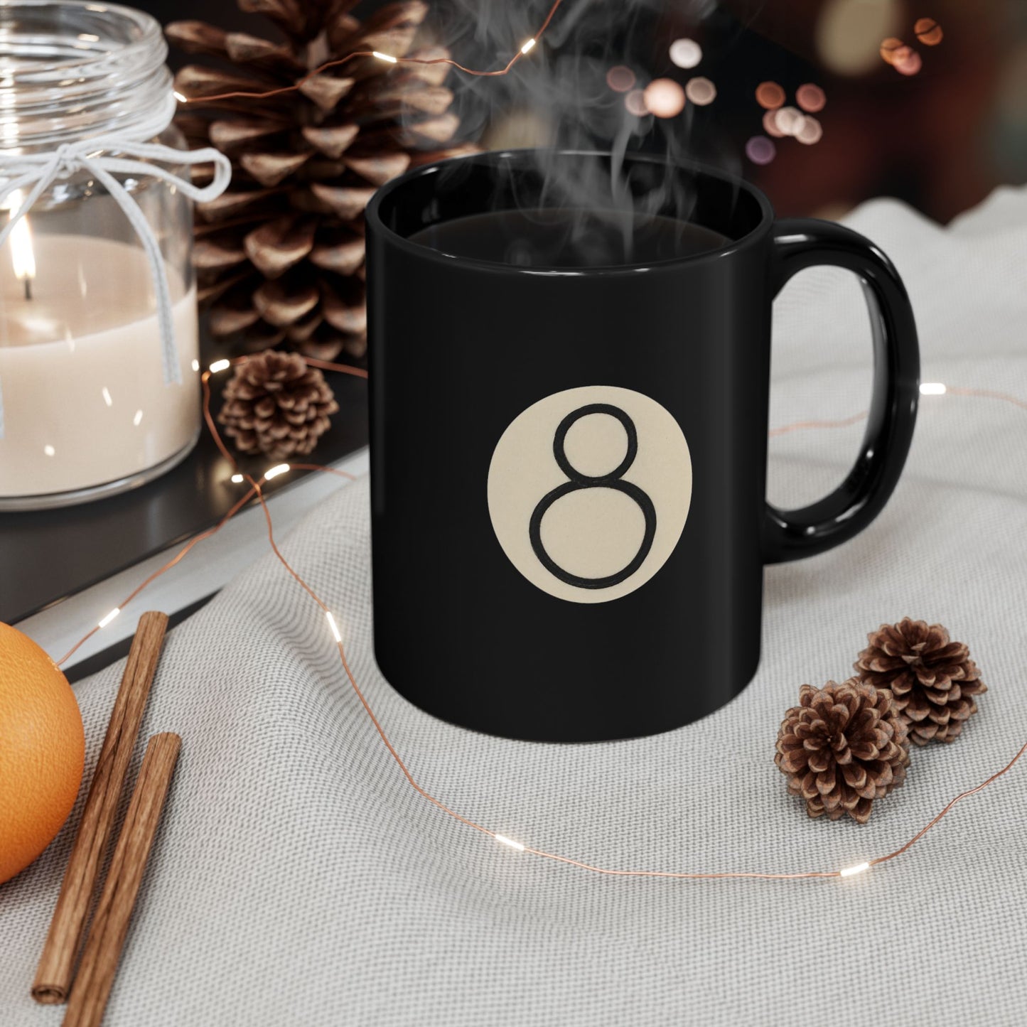Retro 8 Ball Black Mug