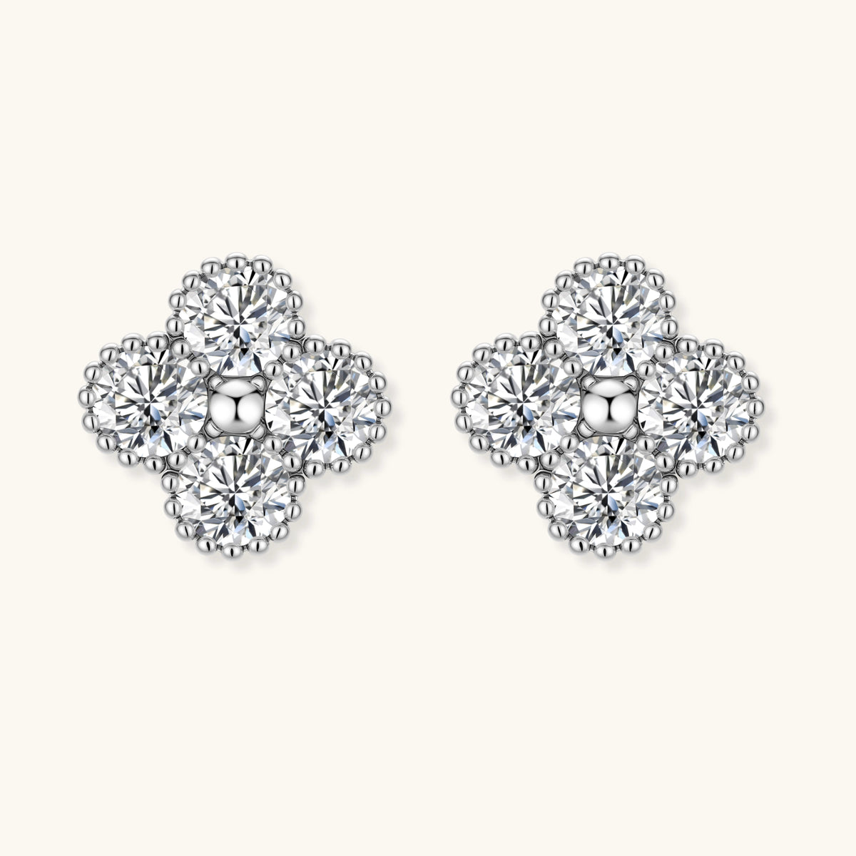 Quatrefoil Moissanite Studs