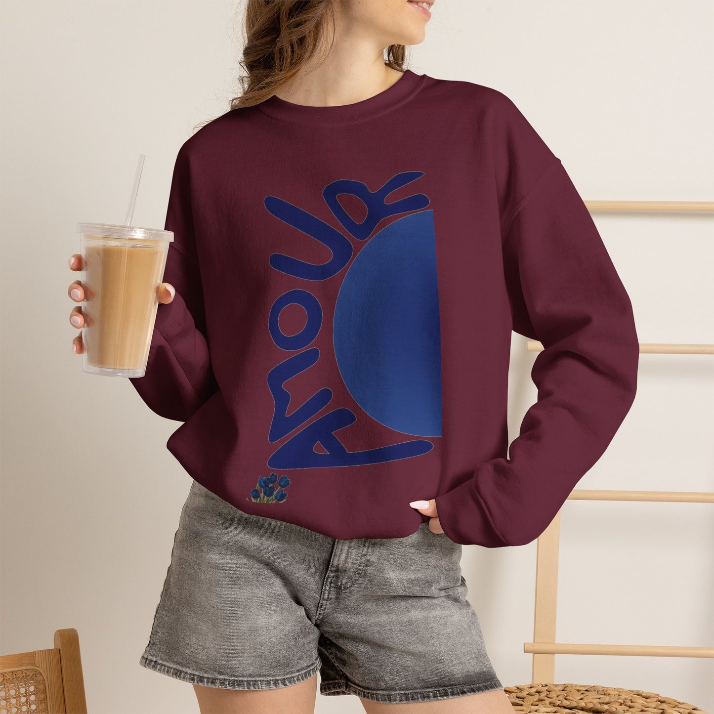 Amour Half-Moon Crewneck Sweatshirt