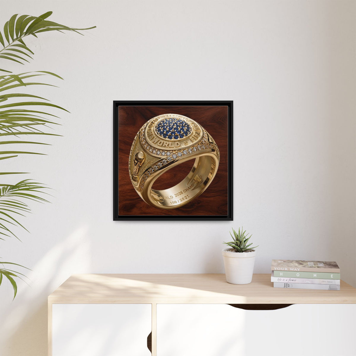 Rosewood 2026 World Football Champion Ring Framed Canvas