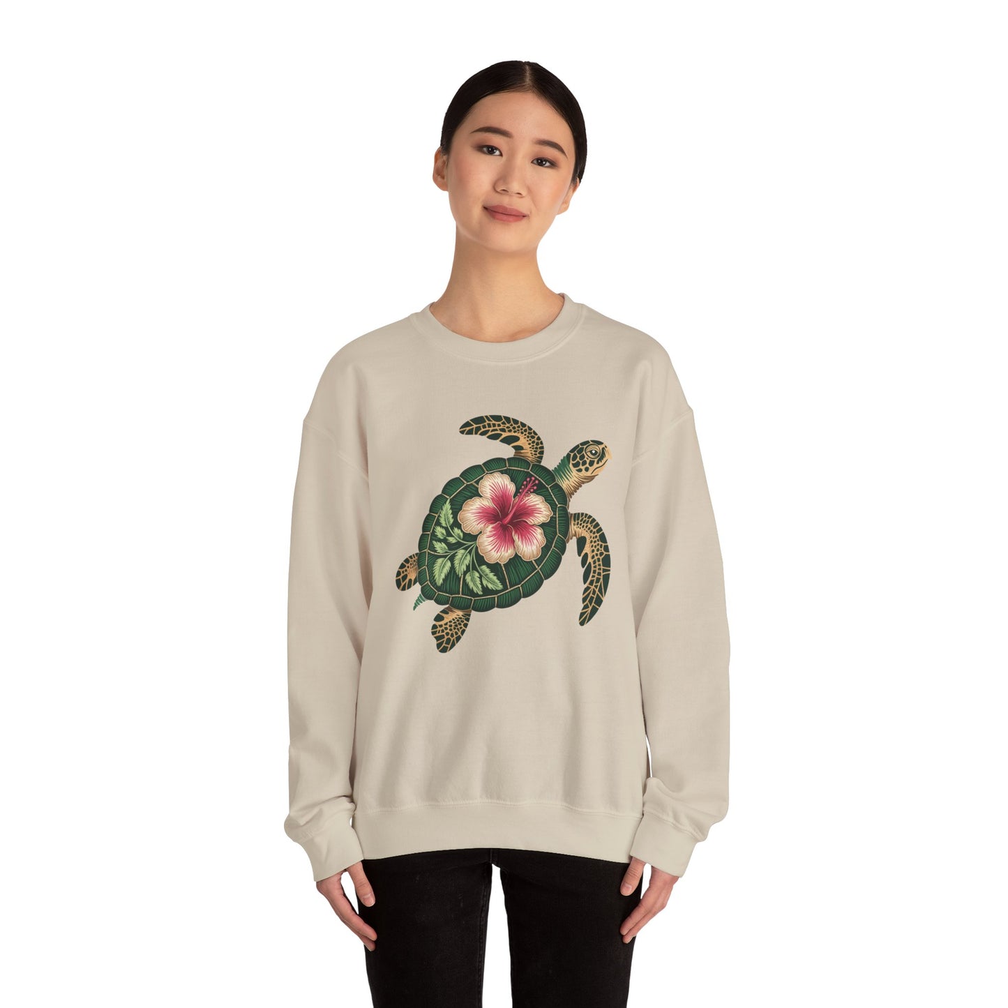 Sea Turtle Floral Graphic Women's Crewneck Sweatshirt