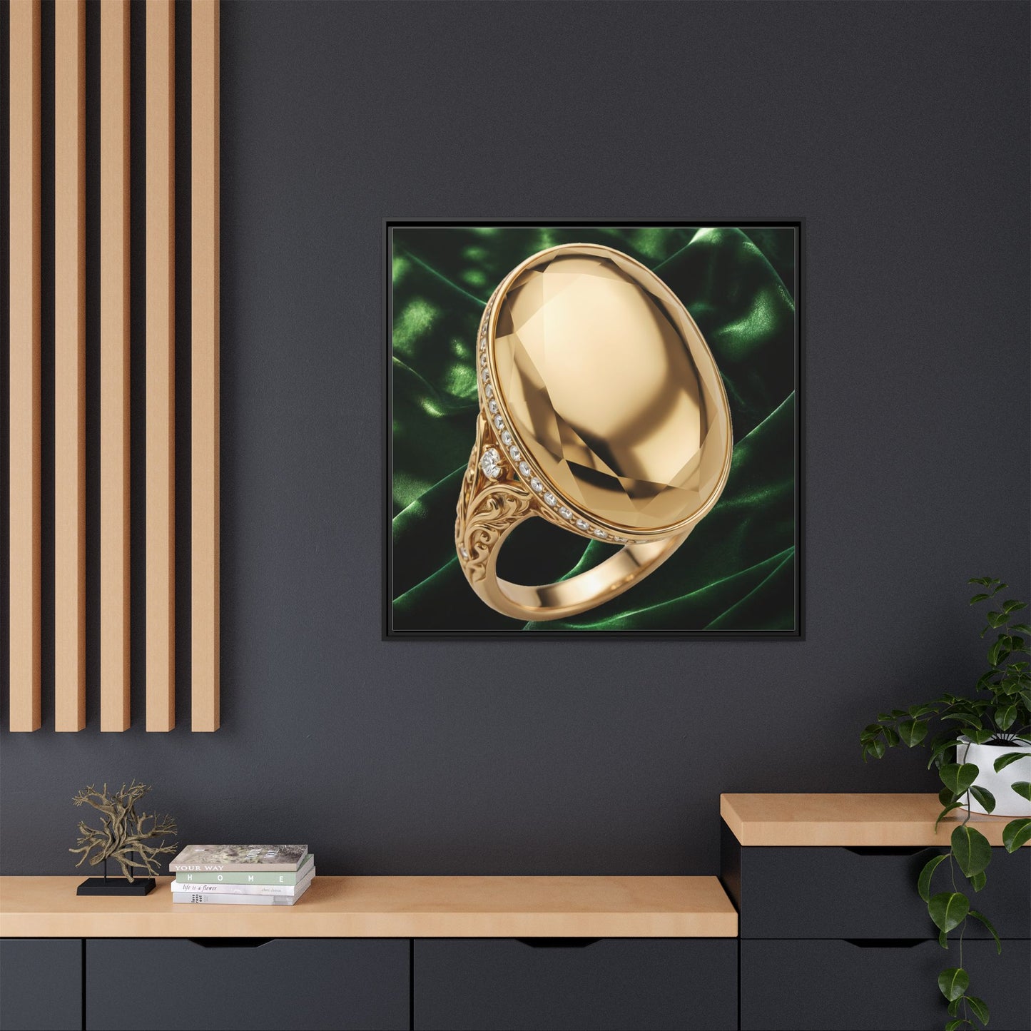 Sovereign Gold Oval Ring Framed Canvas