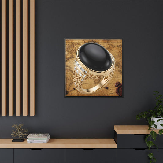 Onyx Ring Vintage Map Framed Canvas