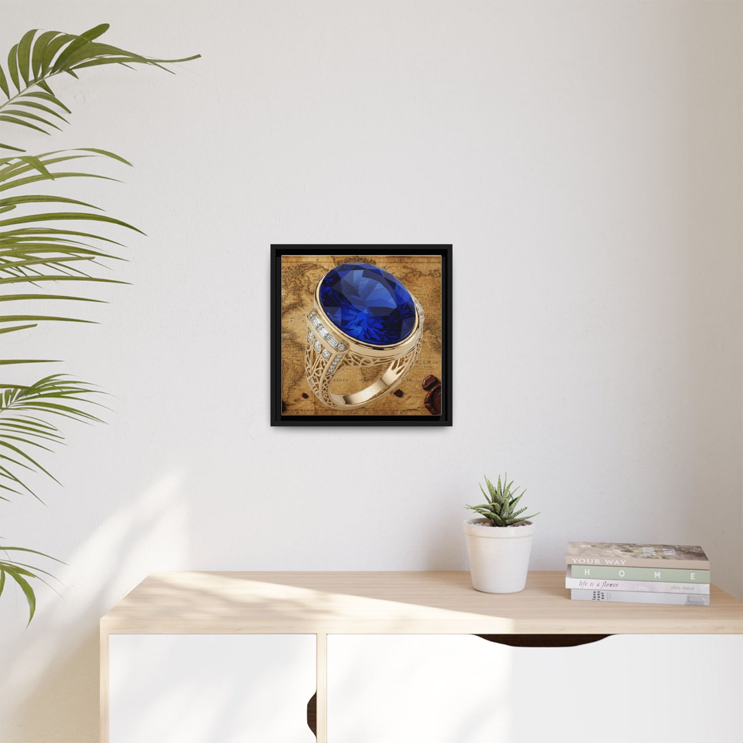 Faceted Sapphire Ring Framed Canvas